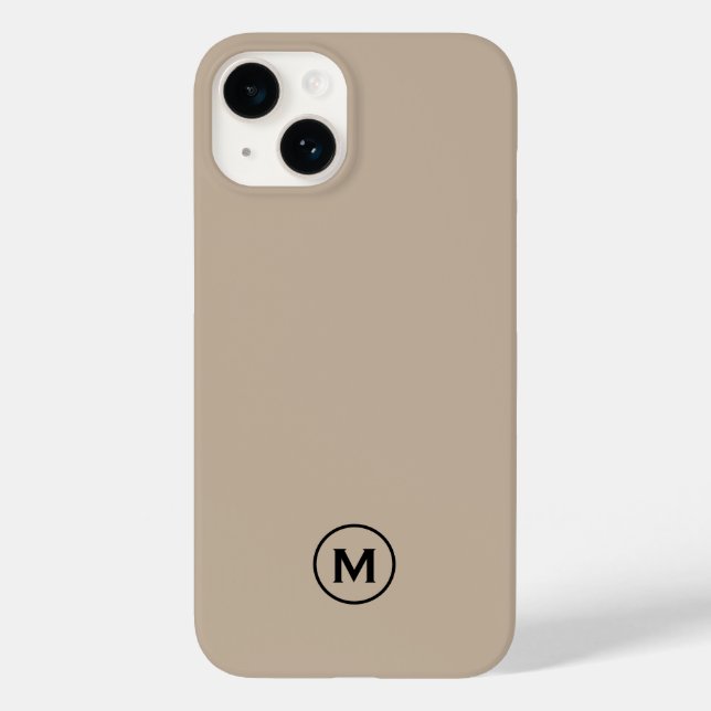 Modernes Minimal-Beige Monogramm Case-Mate iPhone Hülle (Rückseite)