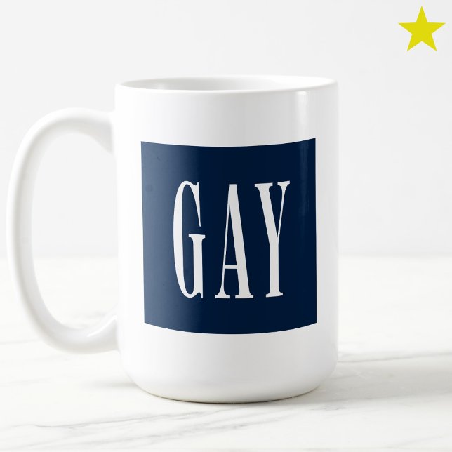 Modernes Minimal Blau Gay Pride 90er Logo  Kaffeetasse (Von Creator hochgeladen)