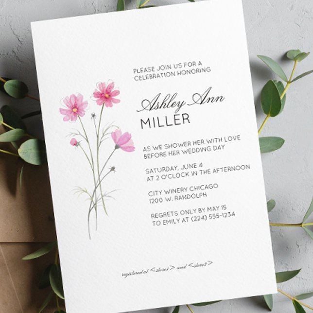 Modernes Minimal-Blumen-Detail-Hochzeitsszenario-B Einladung (Von Creator hochgeladen)