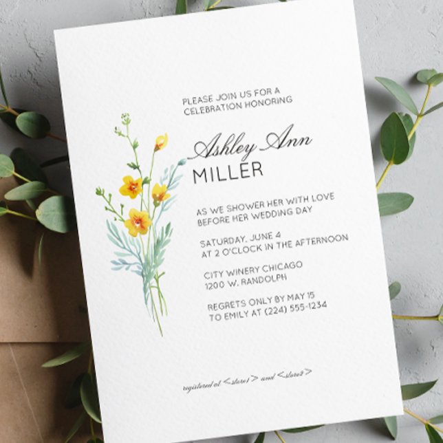 Modernes Minimal-Blumen-Detail-Hochzeitsszenario-B Einladung (Von Creator hochgeladen)