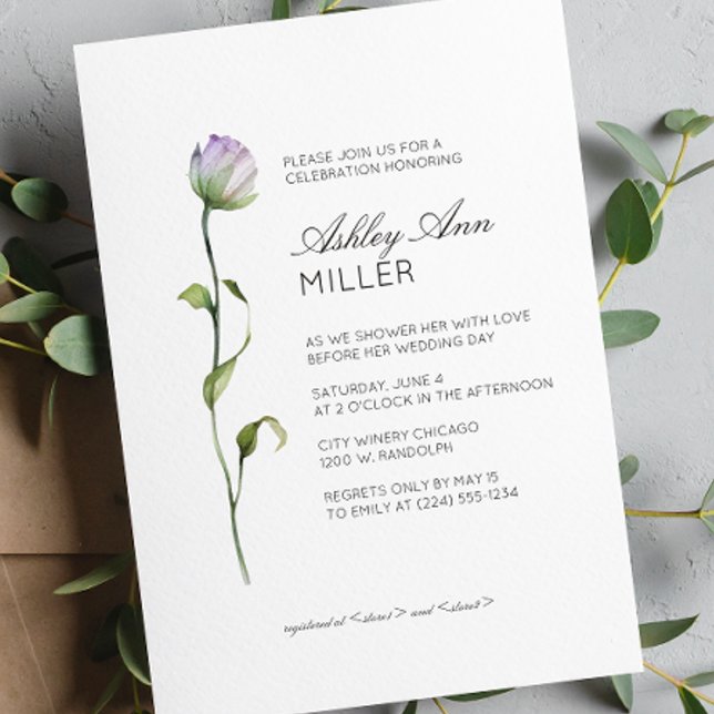 Modernes Minimal-Blumen-Detail-Hochzeitsszenario-B Einladung (Von Creator hochgeladen)