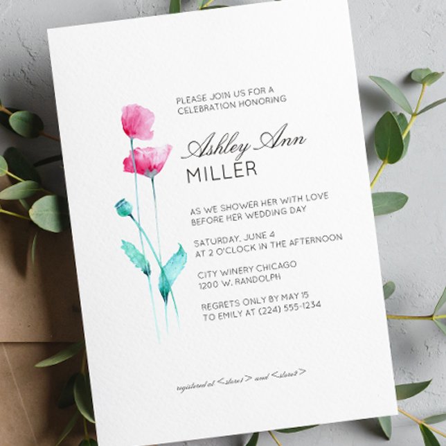 Modernes Minimal-Blumen-Detail-Hochzeitsszenario-B Einladung (Von Creator hochgeladen)