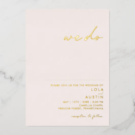Modernes Minimal | Blush and Gold wir Hochzeit ech Folieneinladung