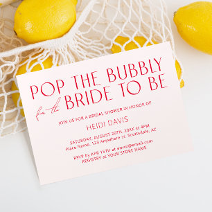 Modernes Minimal Blush Pink & Magenta Brautparty Einladung