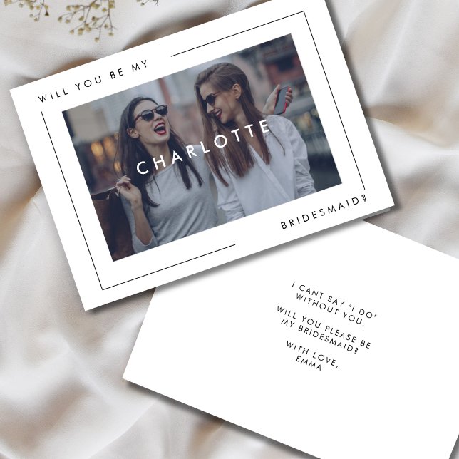 Modernes Minimal Bridesmaid-Foto Ankündigung (Von Creator hochgeladen)