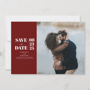 Modernes Minimal-Burgundy-Rot-Save the Date-Foto Save The Date