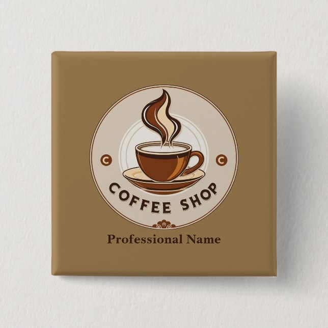 Modernes Minimal Coffee Shop beruflich Button (Vorderseite)