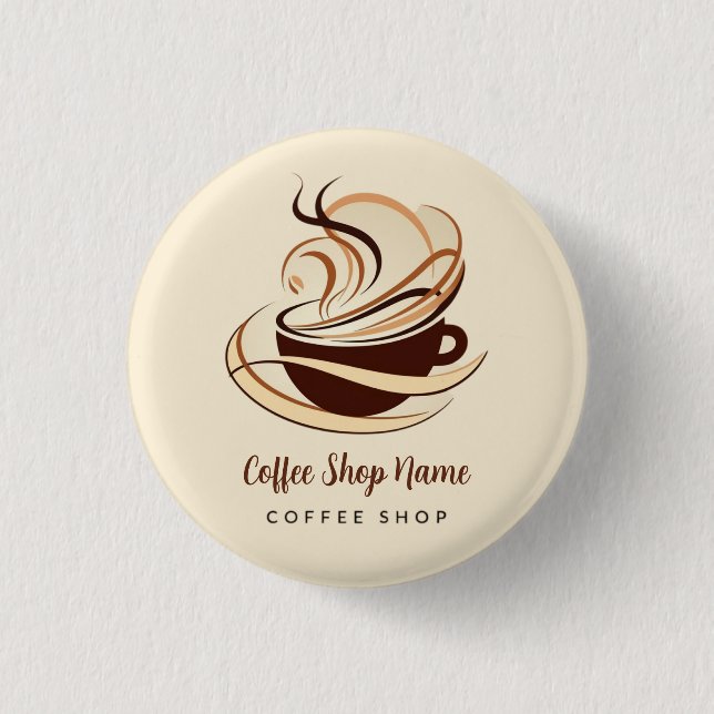Modernes Minimal Coffee Shop beruflich Button (Vorderseite)