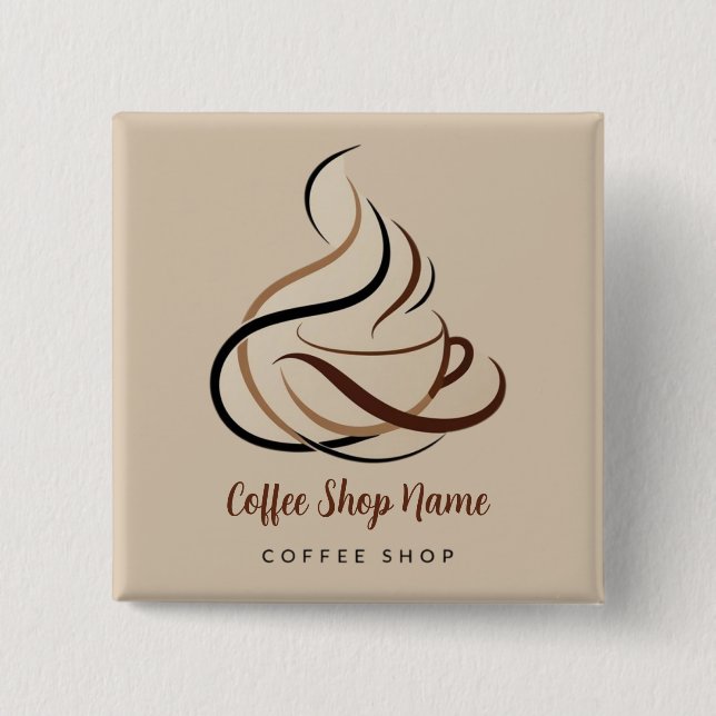 Modernes Minimal Coffee Shop beruflich Button (Vorderseite)