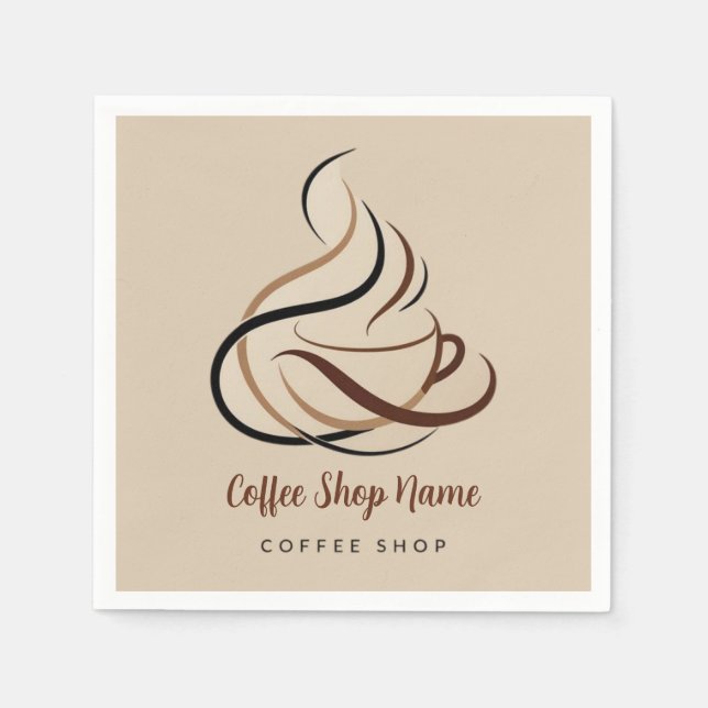 Modernes Minimal Coffee Shop beruflich Serviette (Vorderseite)