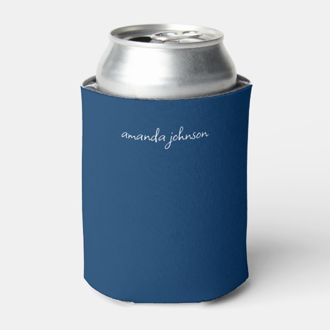 Modernes Minimal Dunkelblau-Monogramm Dosenkühler (Kanne Vorderseite)