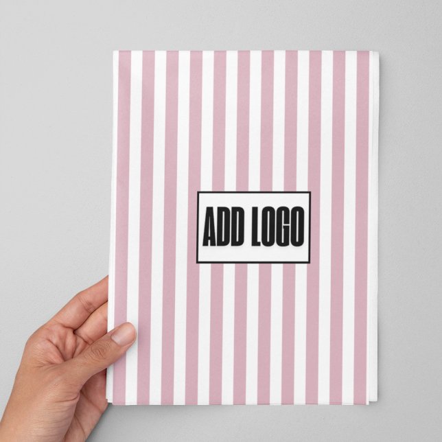 Modernes Minimal Dusty Pink Stripes Business-Logo Geschenkpapier Set (Von Creator hochgeladen)