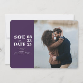 Modernes Minimal-Eggplant Lila Save the Date Foto