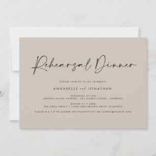 Modernes Minimal einfaches Hochzeitessen Probe Din Einladung