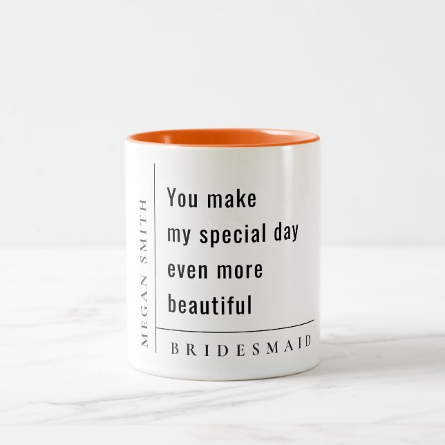 Modernes Minimal einfaches Special Bridesmaid-Gesc Zweifarbige Tasse (Mittel)