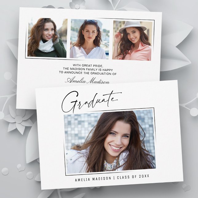 Modernes Minimal-Einzigartiges Ink Script Graduate Ankündigung (Von Creator hochgeladen)