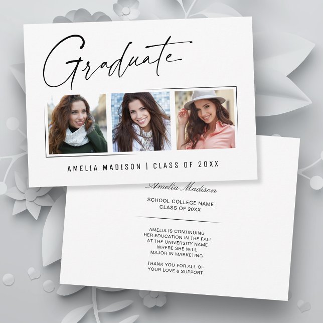 Modernes Minimal-Einzigartiges Ink Script Graduate Ankündigung (Von Creator hochgeladen)