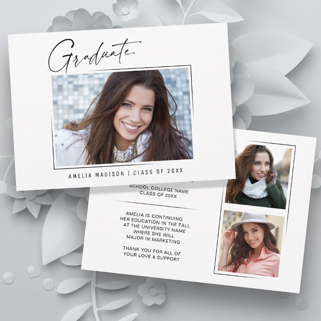 Modernes Minimal-Einzigartiges Ink Script Graduate Ankündigung (Von Creator hochgeladen)