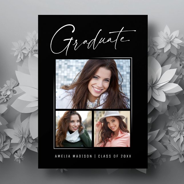 Modernes Minimal-Einzigartiges Ink Script Graduate Ankündigung (Von Creator hochgeladen)