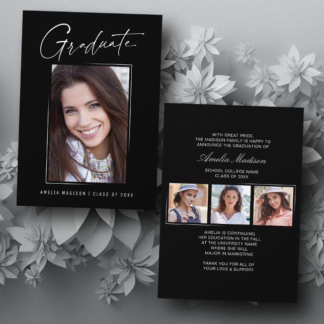 Modernes Minimal-Einzigartiges Ink Script Graduate Ankündigung (Von Creator hochgeladen)