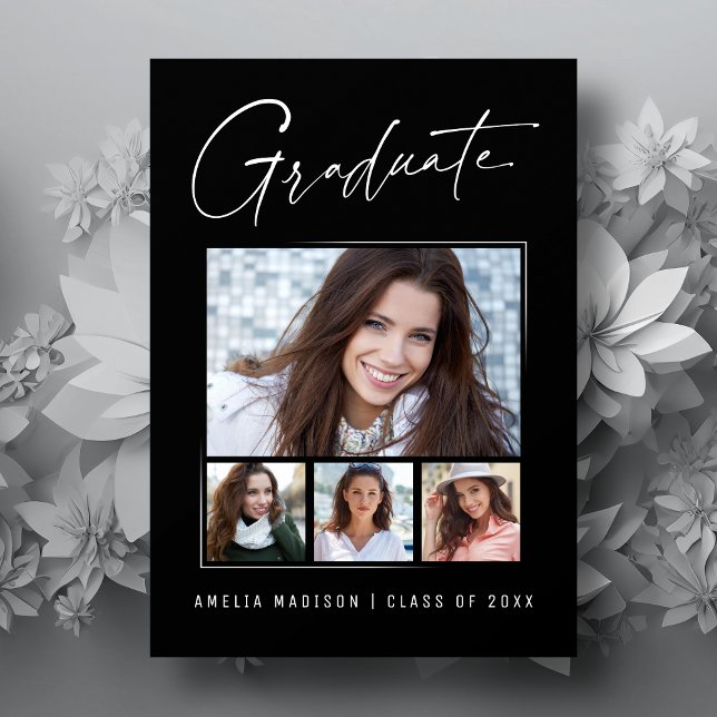 Modernes Minimal-Einzigartiges Ink Script Graduate Ankündigung (Von Creator hochgeladen)