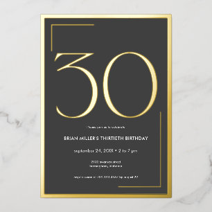 Modernes Minimal Elegant 30 Geburtstag Folieneinladung