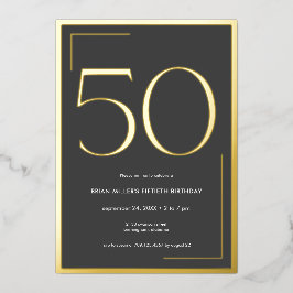 Modernes Minimal Elegant Fiftieth Birthday Folieneinladung