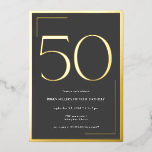 Modernes Minimal Elegant Fiftieth Birthday Folieneinladung