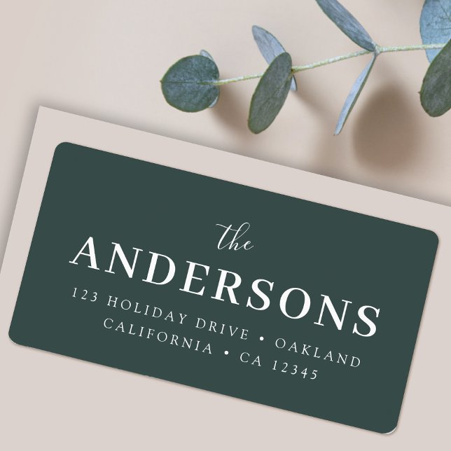 Modernes Minimal Elegante | Dark Forest Green Name Adressaufkleber (Elegant return address labels by Guava, perfect for christmas, weddings and everyday mail)