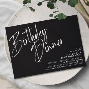 Modernes Minimal   Elegantes Black Birthday Dinner Einladung