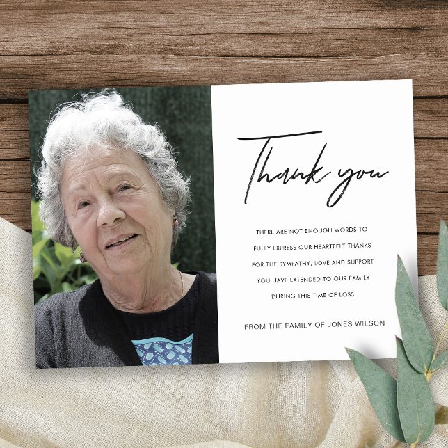 MODERNES MINIMAL ELEGANTES FOTO BEILEID MEMORIAL DANKESKARTE (Von Creator hochgeladen)