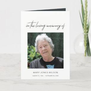 MODERNES MINIMAL ELEGANTES FOTO BEILEID MEMORIAL DANKESKARTE