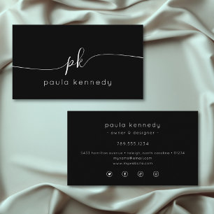 Modernes Minimal elegantes Schwarzes Monogramm Visitenkarte
