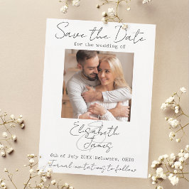 Modernes Minimal Elegantes Script Weiß Grau Hinzuf Save The Date