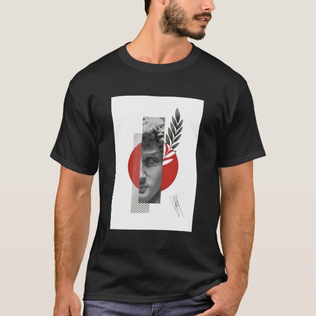 Modernes Minimal Face Tee – Red Sun Konzept Design (Vorderseite)