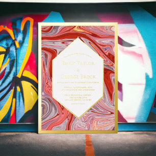 Modernes Minimal farbenfrohe Lava Abstrakt Wedding Folieneinladung