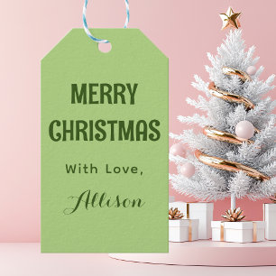 Modernes Minimal Farbintensives Fett Grün Vintage Geschenkanhänger