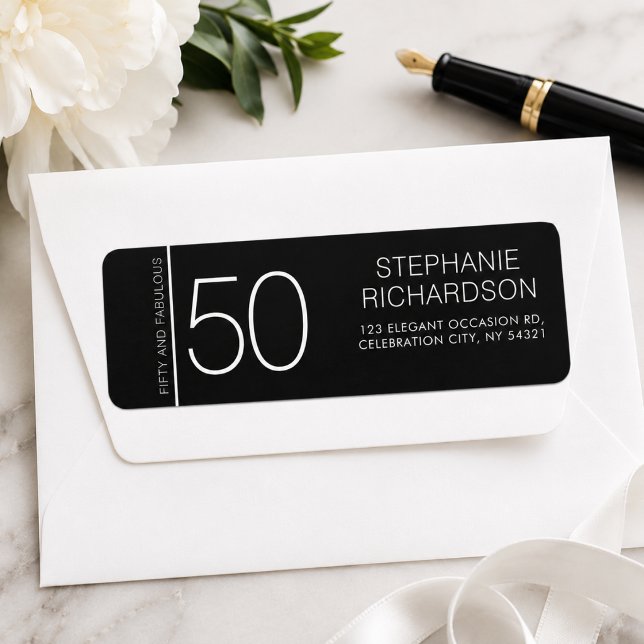 Modernes Minimal Fifty and Fabulous 50. Geburtstag (Add name and address details to customize your Return Address Label.  Matching items in collection)