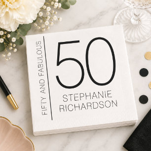 Modernes Minimal Fifty and Fabulous 50. Geburtstag Serviette