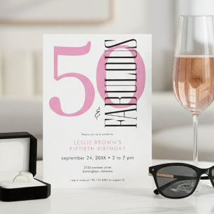 Modernes Minimal Fifty Fabulous Soft Pink Geburtst Einladung