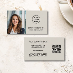 Modernes Minimal-Foto-Logo QR Beruflich Visitenkarte