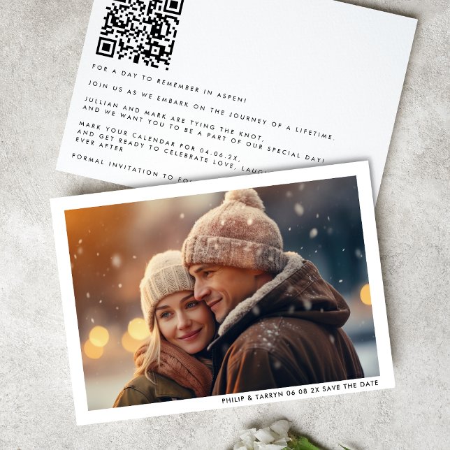 Modernes Minimal-Frame-Foto QR-Code Hochzeiten Save The Date (Von Creator hochgeladen)