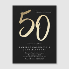 Modernes Minimal Gold 50. Geburtstag Magneteinladung
