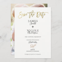 Modernes Minimal Gold Foil Full Foto Save the Date