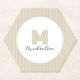 Modernes Minimal Gold Streifen Monogramm Untersetzer
