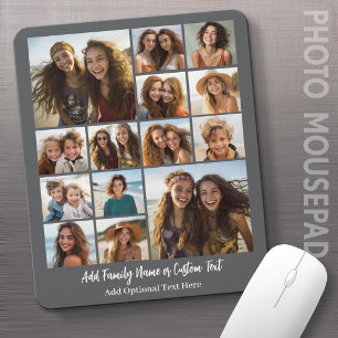 Modernes Minimal Grau Weiß - 14 Foto-Collage Mousepad