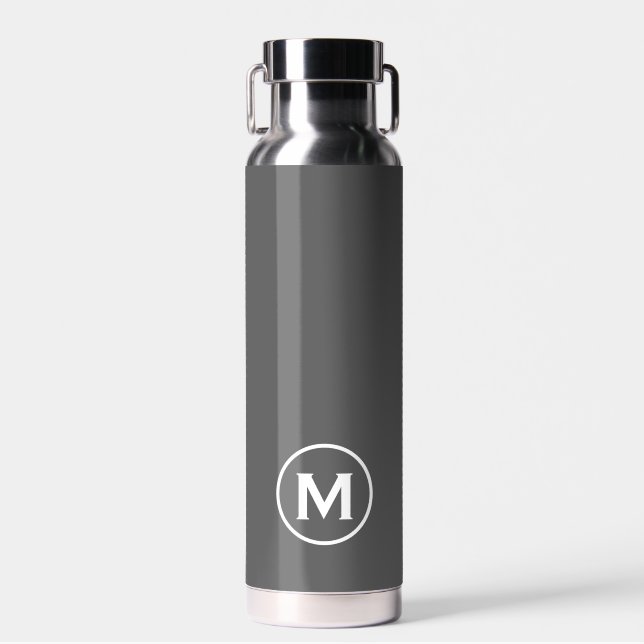 Modernes Minimal-Grauweißmonogramm Trinkflasche (Vorne)