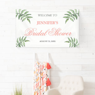 Modernes Minimal Greenery Brautparty Willkommen Banner