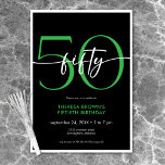 Modernes Minimal grünes fünfziges Drehbuch Geburts Einladung<br><div class="desc">Die moderne und schicke Einladung zum Geburtstag verbindet klassisches Schwarz und Weiß mit Akzenten hellen Kalkgrüns. Es ist minimales Design ist ein einfaches und lustiges Design,  um den Meilenstein Geburtstag zu feiern. Erstellt von der einfachen Farmhouse Press.</div>
