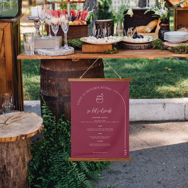 Modernes Minimal | Hochzeitmenü Bar Wandteppich Mit Holzrahmen (Von Creator hochgeladen)